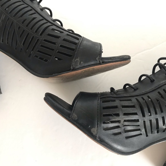 SAM EDELMAN | Lace-up Black Leather Heels (7.5) - Picture 5 of 7